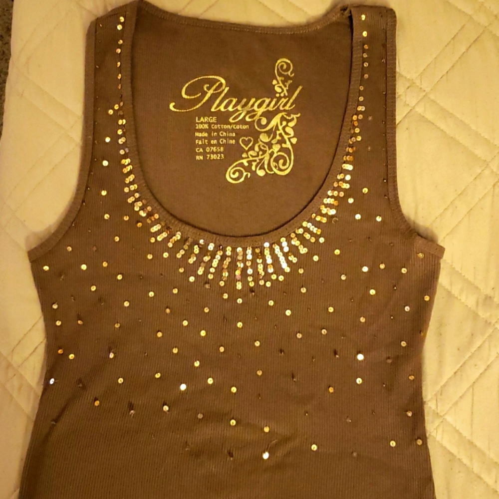 Brown sequined tank top